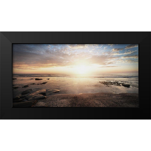 Walk On The Beach Black Modern Wood Framed Art Print by Villa, Mlli