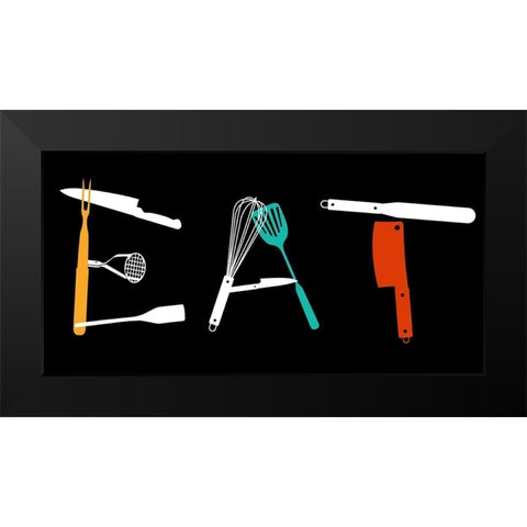 Eat Black Modern Wood Framed Art Print by Villa, Mlli