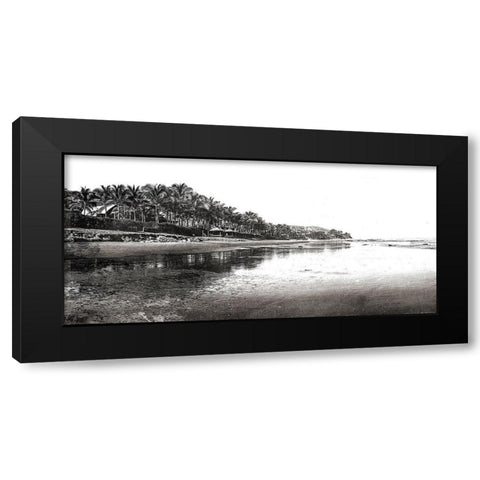 Black And White Beach Black Modern Wood Framed Art Print by Villa, Mlli
