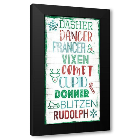 Reindeer Names Black Modern Wood Framed Art Print with Double Matting by Villa, Mlli