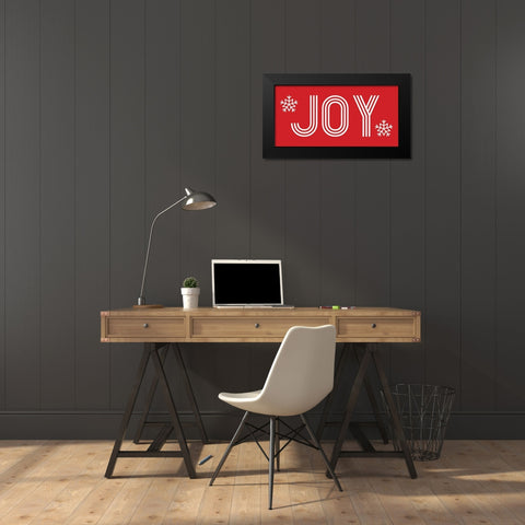 Joy Snowflakes Black Modern Wood Framed Art Print by Villa, Mlli