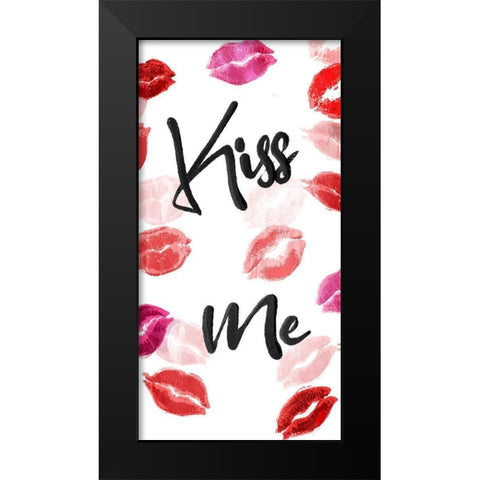 Kiss Me Black Modern Wood Framed Art Print by Villa, Mlli