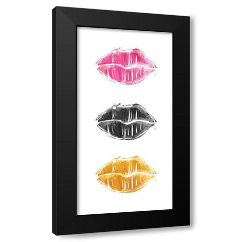 Her Lips Black Modern Wood Framed Art Print with Double Matting by Villa, Mlli