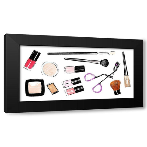 Makeup Tools Horizontal Black Modern Wood Framed Art Print by Villa, Mlli