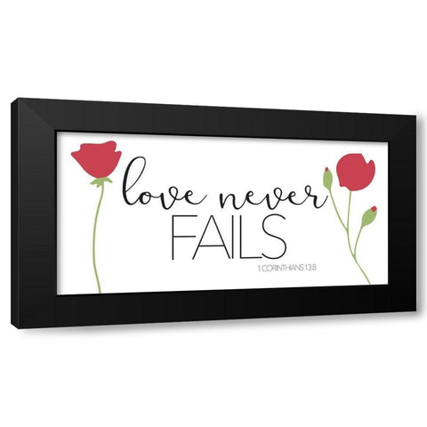 Love Never Fails Black Modern Wood Framed Art Print with Double Matting by Villa, Mlli