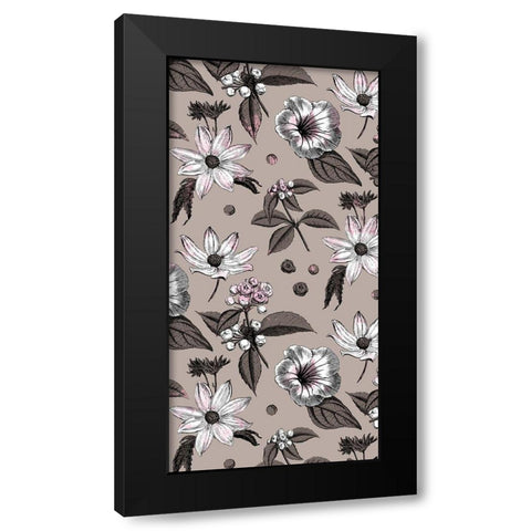 Flower Spots Black Modern Wood Framed Art Print by Villa, Milli