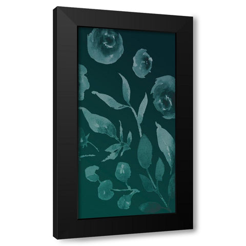Teal Florals In The Wind Black Modern Wood Framed Art Print by Villa, Milli