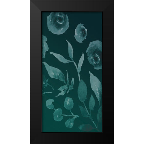 Teal Florals In The Wind Black Modern Wood Framed Art Print by Villa, Milli