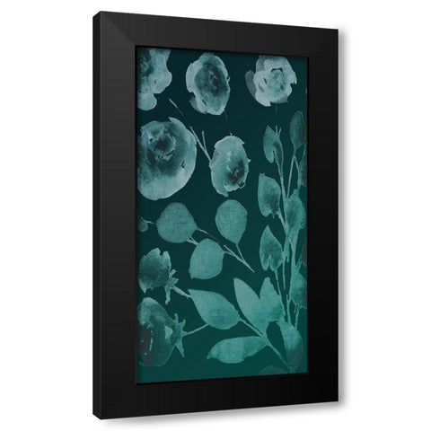 Teals Florals In The Wind 2 Black Modern Wood Framed Art Print with Double Matting by Villa, Milli