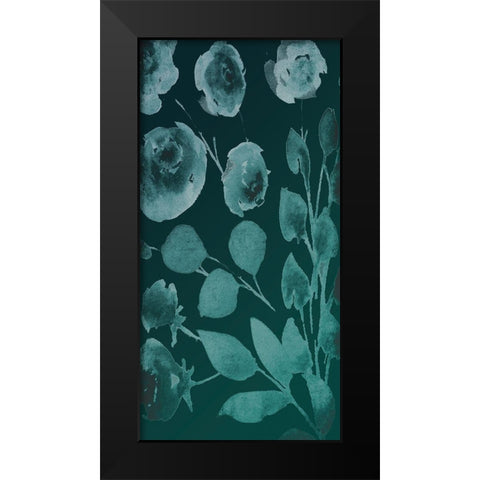 Teals Florals In The Wind 2 Black Modern Wood Framed Art Print by Villa, Milli