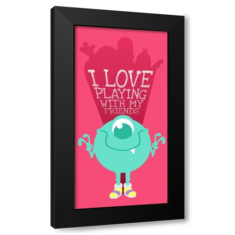 I Love Playing With My Friends Black Modern Wood Framed Art Print by Villa, Milli