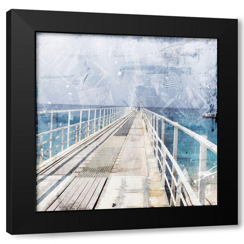 Postcard From The Pier Black Modern Wood Framed Art Print by Villa, Mlli
