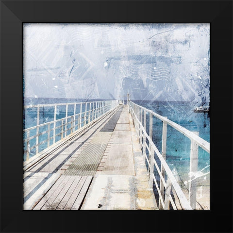 Postcard From The Pier Black Modern Wood Framed Art Print by Villa, Mlli