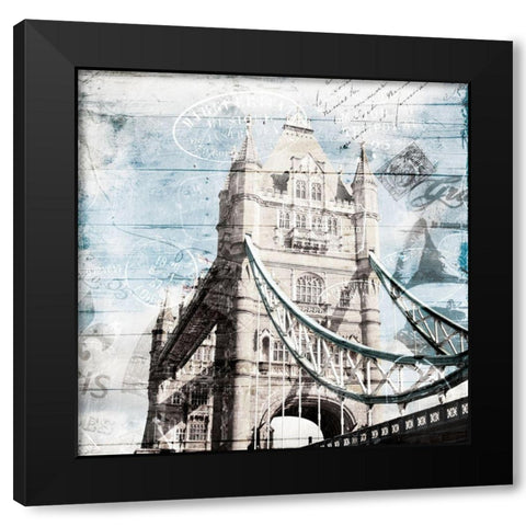 Postcard From London Black Modern Wood Framed Art Print by Villa, Mlli