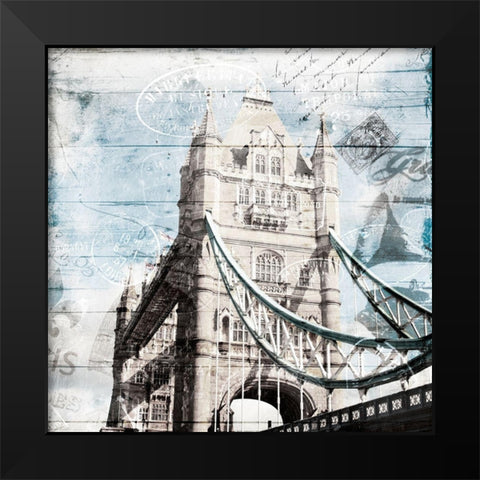 Postcard From London Black Modern Wood Framed Art Print by Villa, Mlli