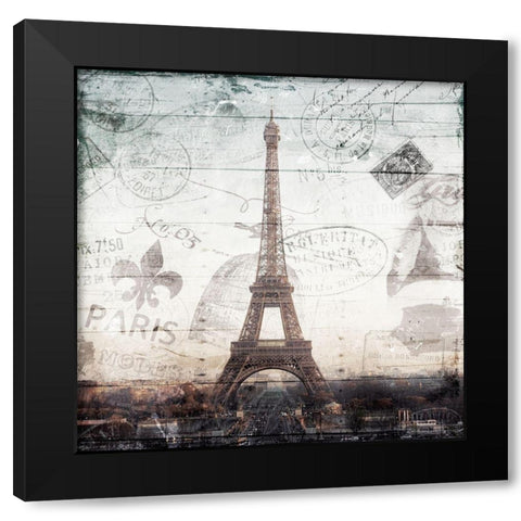 Postcard From Paris Black Modern Wood Framed Art Print by Villa, Mlli