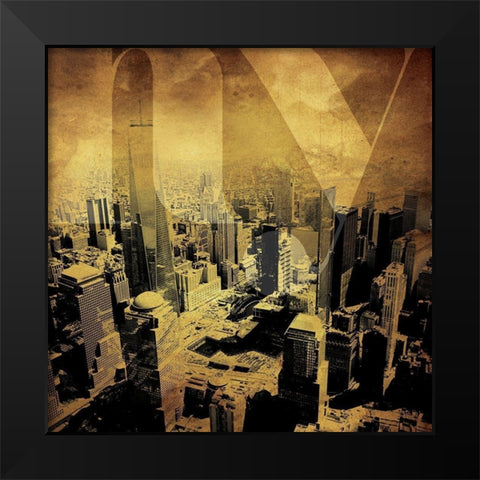 Golden NY Black Modern Wood Framed Art Print by Villa, Mlli