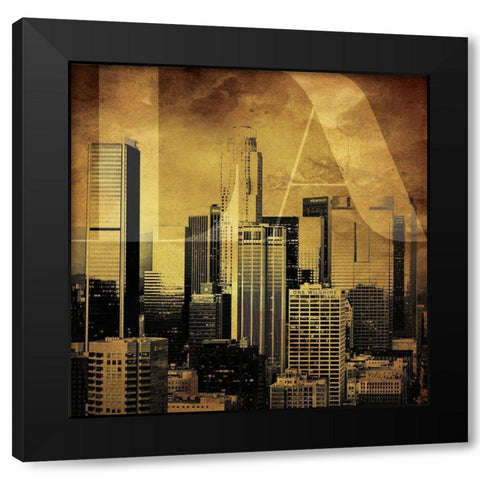 Golden LA Black Modern Wood Framed Art Print with Double Matting by Villa, Mlli