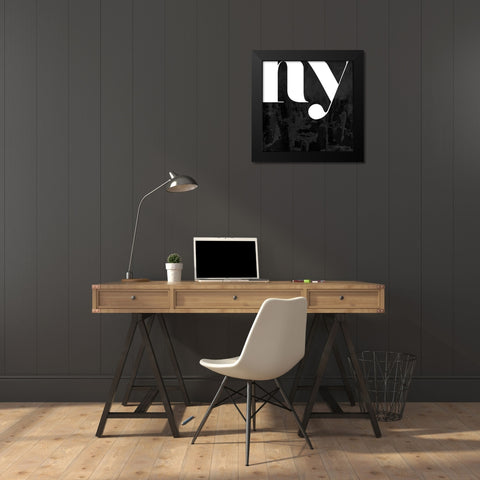 Black NY Black Modern Wood Framed Art Print by Villa, Mlli