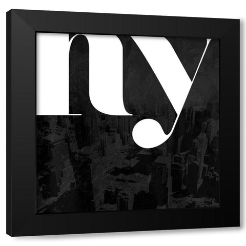Black NY Black Modern Wood Framed Art Print by Villa, Mlli