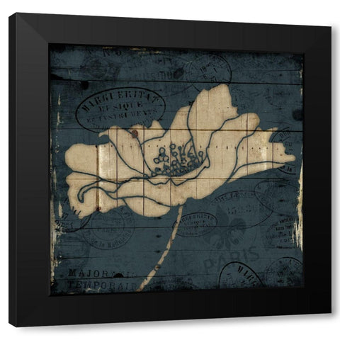 Traveled Blue Flower Mate Black Modern Wood Framed Art Print with Double Matting by Villa, Mlli