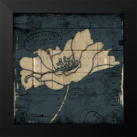 Traveled Blue Flower Mate Black Modern Wood Framed Art Print by Villa, Mlli