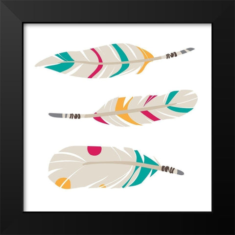 Magical Feathers Black Modern Wood Framed Art Print by Villa, Mlli