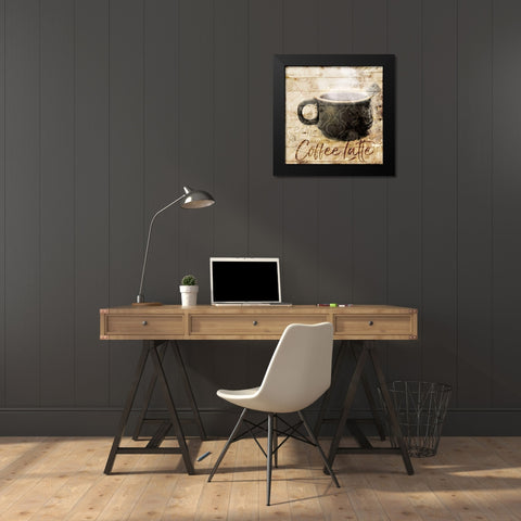 Postcard From Coffee Black Modern Wood Framed Art Print by Villa, Mlli