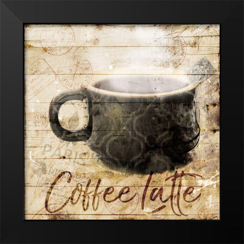 Postcard From Coffee Black Modern Wood Framed Art Print by Villa, Mlli