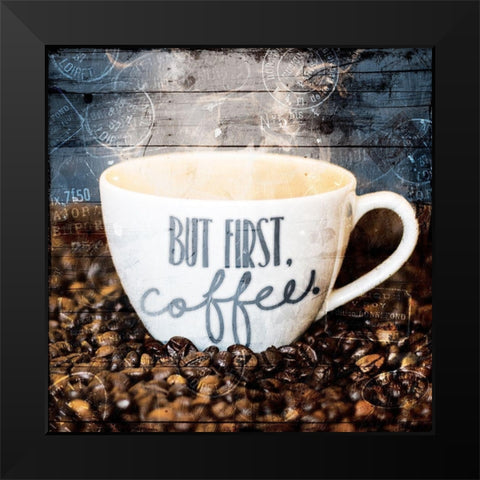 But First Black Modern Wood Framed Art Print by Villa, Mlli