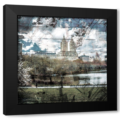 Postcard From The Park Black Modern Wood Framed Art Print by Villa, Mlli