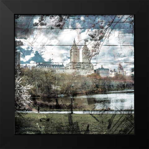 Postcard From The Park Black Modern Wood Framed Art Print by Villa, Mlli