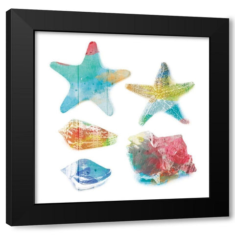 Shells and Stars Black Modern Wood Framed Art Print with Double Matting by Villa, Mlli