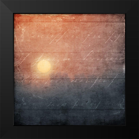 Wooden Sunset Black Modern Wood Framed Art Print by Villa, Mlli