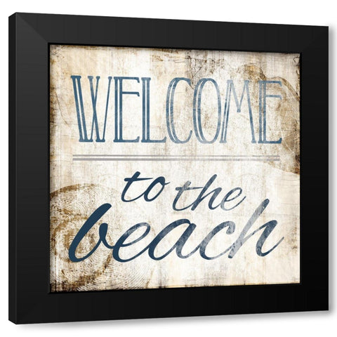 Welcome To The Beach Black Modern Wood Framed Art Print with Double Matting by Villa, Mlli