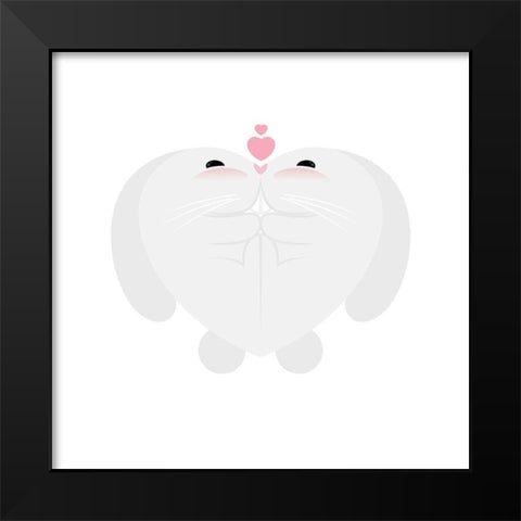 Bunny Hug Black Modern Wood Framed Art Print by Villa, Mlli