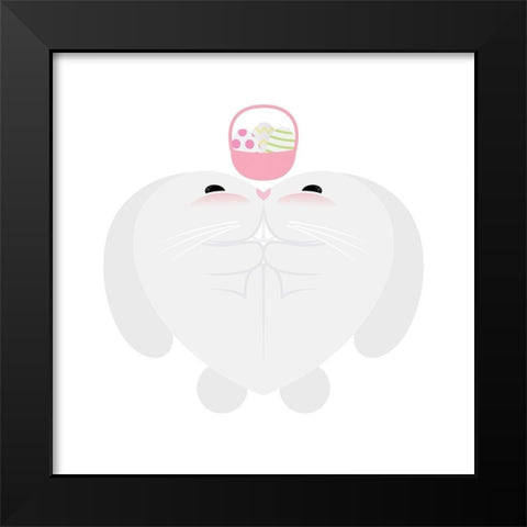 Easter Bunny Black Modern Wood Framed Art Print by Villa, Mlli