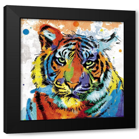 Tiger Rainbow Black Modern Wood Framed Art Print by Villa, Mlli