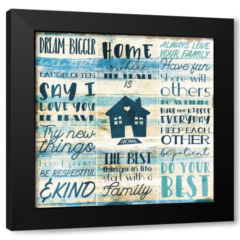 Home Family Black Modern Wood Framed Art Print by Villa, Mlli