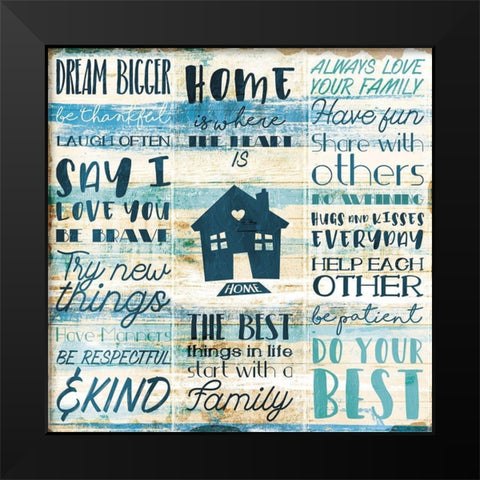 Home Family Black Modern Wood Framed Art Print by Villa, Mlli