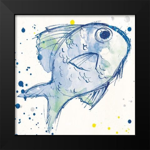 Minimal Sketch Fish Black Modern Wood Framed Art Print by Villa, Milli