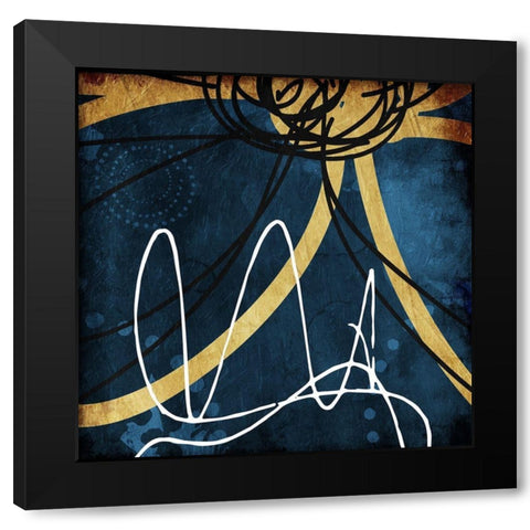 Gold Lines Black Modern Wood Framed Art Print with Double Matting by Villa, Mlli