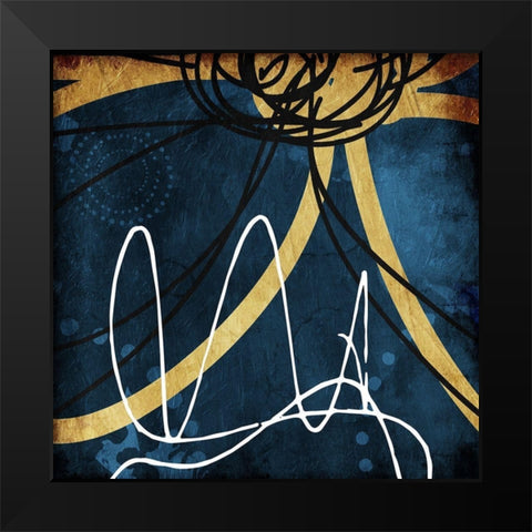 Gold Lines Black Modern Wood Framed Art Print by Villa, Mlli