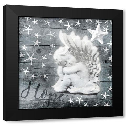 Angel Of Hope Black Modern Wood Framed Art Print by Villa, Mlli