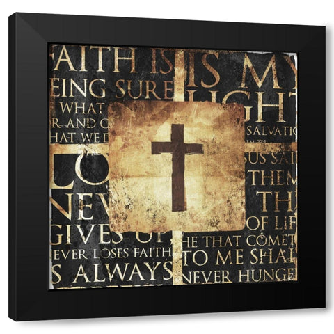 Quote Border Cross Gold Black Modern Wood Framed Art Print with Double Matting by Villa, Mlli