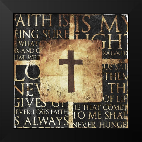 Quote Border Cross Gold Black Modern Wood Framed Art Print by Villa, Mlli