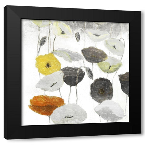 Yellow Grey Poppies One Black Modern Wood Framed Art Print by Villa, Mlli