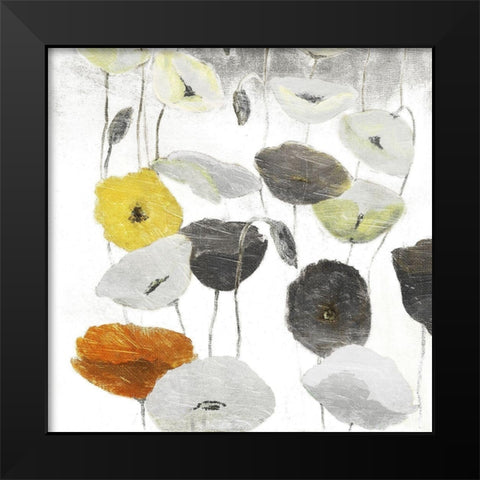 Yellow Grey Poppies One Black Modern Wood Framed Art Print by Villa, Mlli