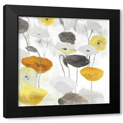 Yellow Grey Poppies Two Black Modern Wood Framed Art Print by Villa, Mlli