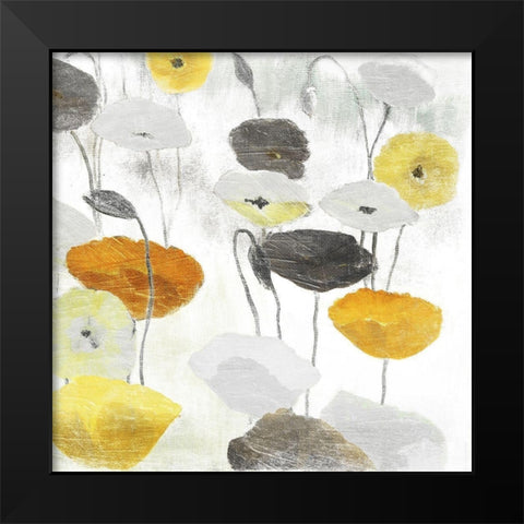 Yellow Grey Poppies Two Black Modern Wood Framed Art Print by Villa, Mlli